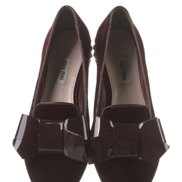 Miu Miu Velvet and Patent Flats with Crystal Heels - Picture 3 of 9